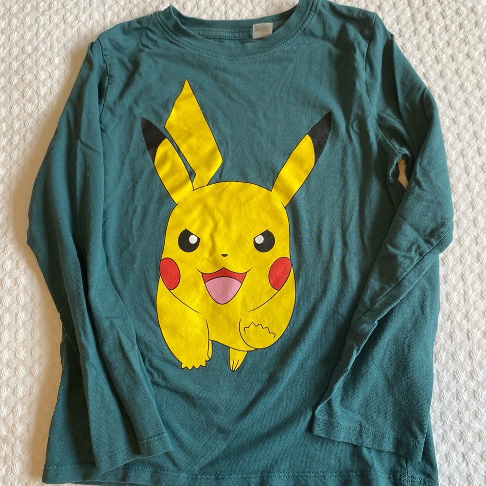 H&M Green and Yellow Pokémon Pikachu Long Sleeve Tee